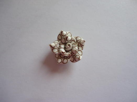 (image for) Polymer clay white and brown rose flower - #FL37